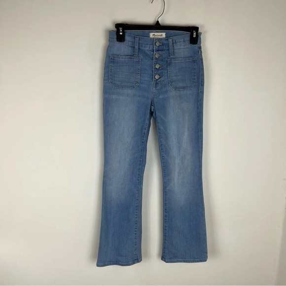 Madewell Cali Demi Boot Cut Flare Jeans High Rise Light Wash Button Fly Size 24 - Picture 2 of 6